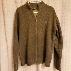 Timberland Men's Forest Green Zip-Up Sweater